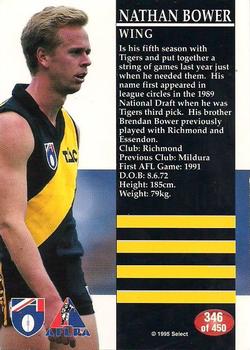 1995 Select AFL #346 Nathan Bower Back